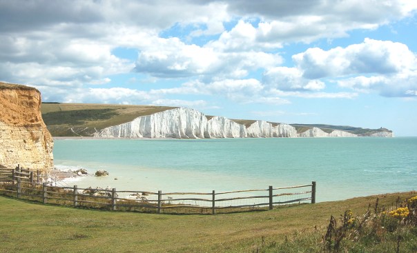The iconic Seven Sisters stretch eastwards towards Beachy Head - click to enlarge