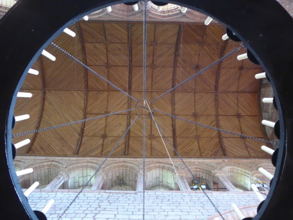 Looking up at the church roof